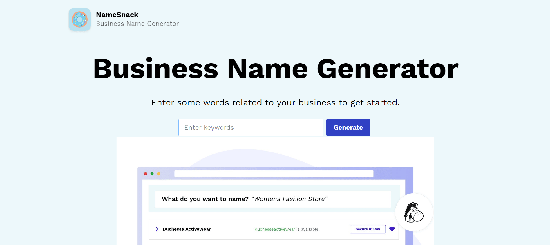 Generador de nombres comerciales Namesnack
