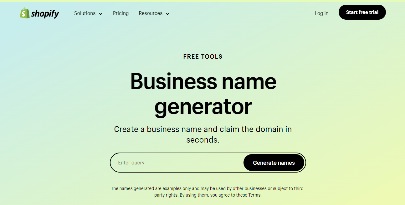 Shopify generador de nombres comerciales