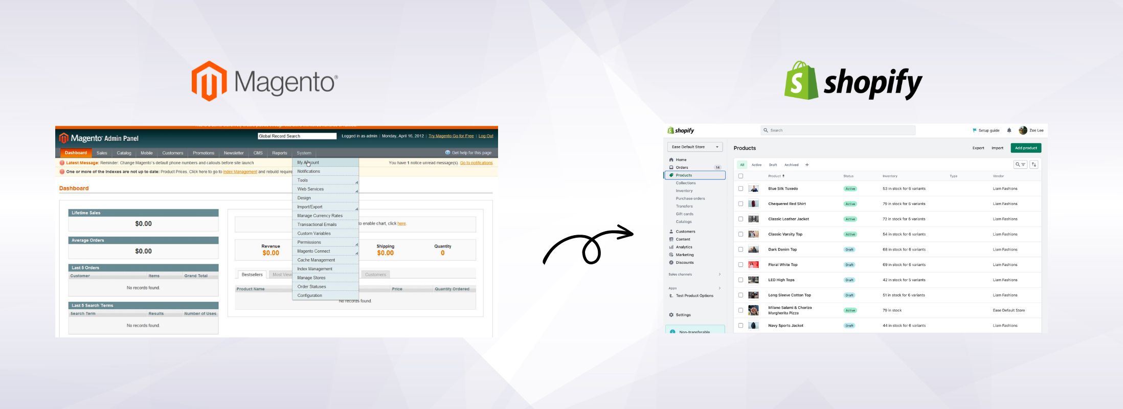 migrer de magento 1 vers shopify