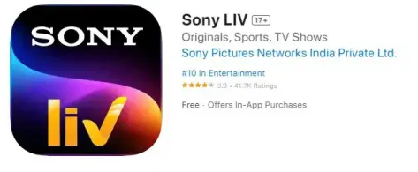 iphone için SonyLiv Uygulamasını Canlı kriket akışı uygulamalarına indirin