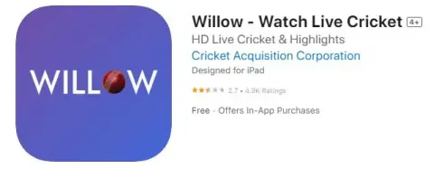 iphone için Canlı kriket akışı uygulamalarına Willow TV Uygulamasını indirin