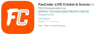 FanCode Uygulamasını iphone için Canlı kriket akışı uygulamalarına yükleyin