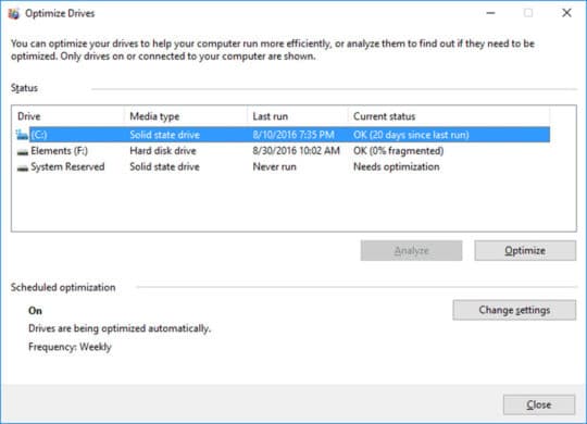 Windows 10 優化驅動器
