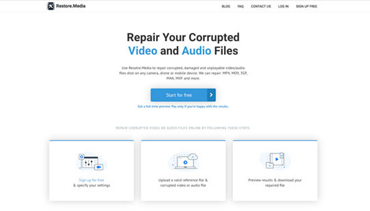 Restore.Media サイトのスクリーンショット