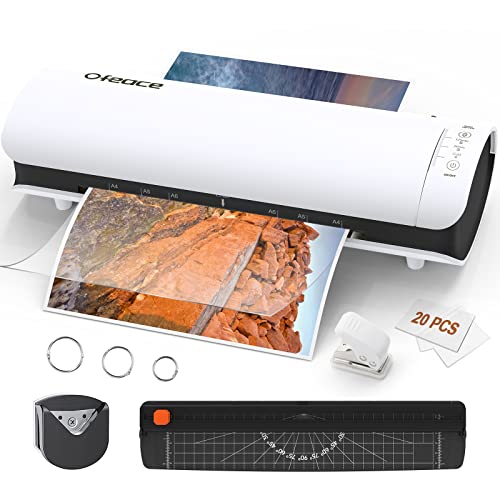 Laminadora, máquina plastificadora A4 6 em 1, plastificadora a frio e térmica de 9 polegadas, cortadora de papel embutida, arredondadora de cantos, furadeira e anel de ferro, máquina de laminação com 20 bolsas, 1 minuto de aquecimento rápido