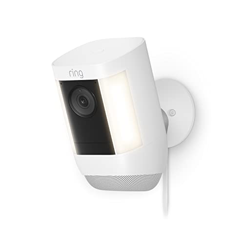 Ring Spotlight Cam Pro, plug-in | Detecção de movimento 3D, conversa bidirecional com áudio + e Wi-Fi de banda dupla (versão 2022) - branco