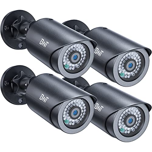 BNT Dummy Fake Camera Security, с одним красным светодиодом в ночное время, для безопасности дома и бизнеса внутри / снаружи (4 шт. - черный)