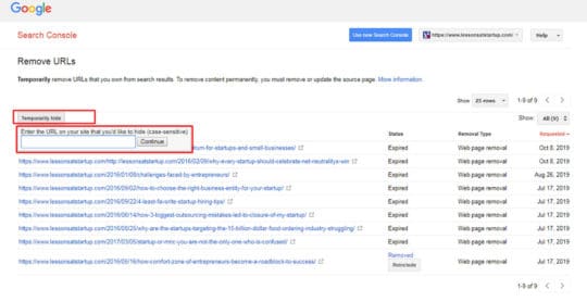 Google-Search-console-webmaster-tools-temporary-hide-URLs