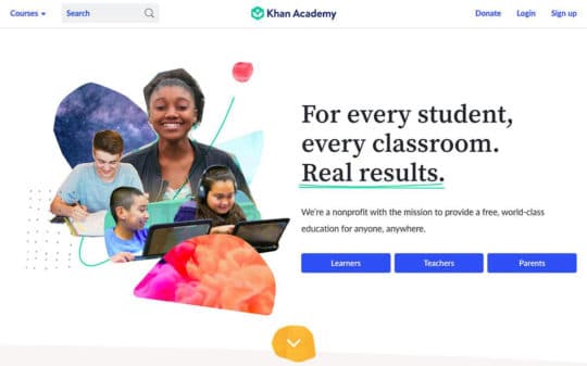 Контент целевой страницы Khan-Academy