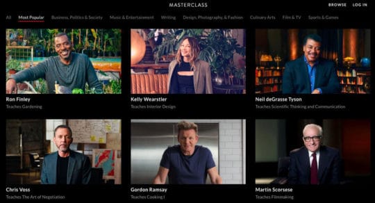 Контент целевой страницы MasterClass