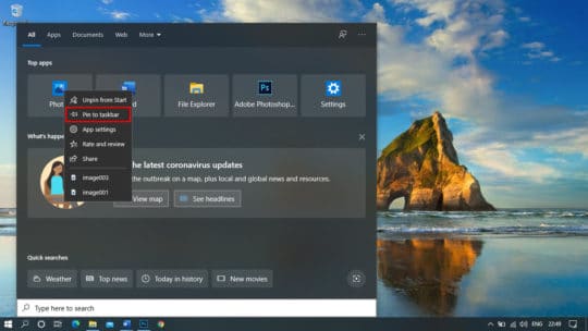 Windows-10-Добавление элементов на панель задач