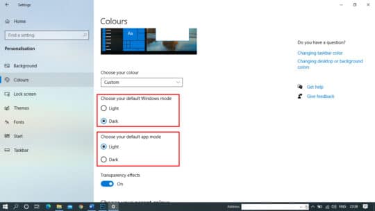 Windows-10-темный режим