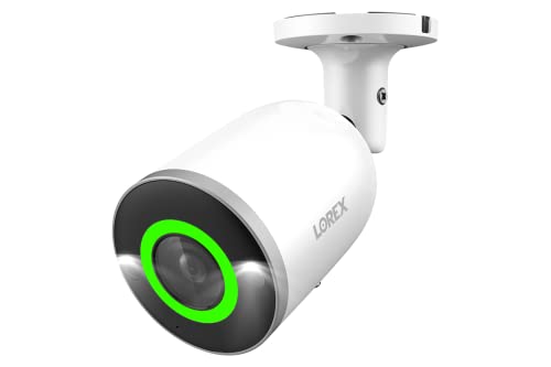 Lorex 4K Deterrence Bullet AI PoE IP Caméra de sécurité filaire complémentaire en métal avec éclairage de sécurité intelligent, vision nocturne couleur et détection de mouvement intelligente Plus