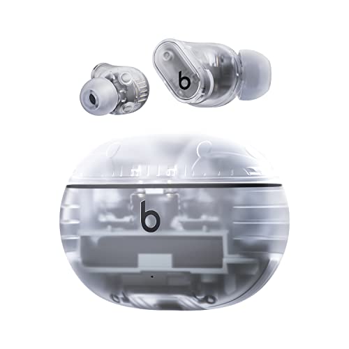 Beat Studio Buds + | Auricolari True Wireless con cancellazione del rumore, compatibilità migliorata con Apple e Android, microfono integrato, cuffie Bluetooth resistenti al sudore, audio spaziale - trasparente