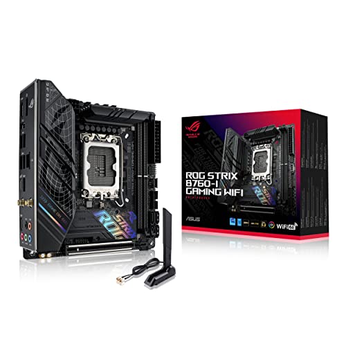 ASUS ROG Strix B760-I ゲーミング WiFi Intel B760(第 13 世代および第 12 世代)LGA 1700 mini-ITX マザーボード、8 + 1 パワーステージ、DDR5 最大 7600 MT/s、PCIe 5.0、2xM.2 スロット、WiFi 6E、USB 3.2 Gen 2x2 Type-C、Aura Sync RGB
