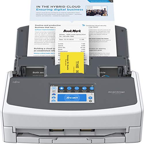 ScanSnap iX1600 Wireless atau USB High-Speed ​​Cloud Enabled Document, Photo & Receipt Scanner dengan Layar Sentuh Besar dan Pengumpan Dokumen Otomatis untuk Mac atau PC, Putih