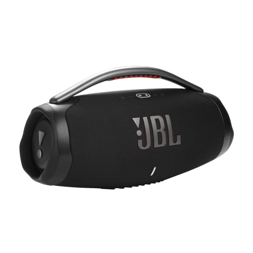 JBL Boombox 3 — портативная Bluetooth-колонка, мощный звук и чудовищные басы, водонепроницаемость IPX7, 24 часа воспроизведения, внешний аккумулятор, JBL PartyBoost для сопряжения колонок и экологически чистая упаковка (черный цвет)