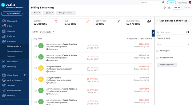 vcita-billing-invoicing-captura de pantalla