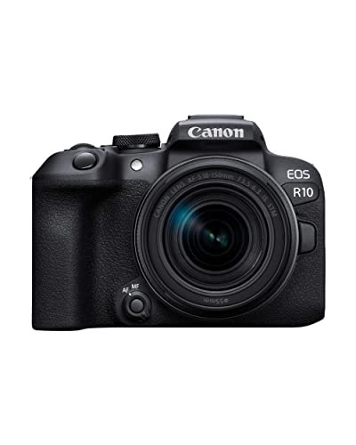 Canon EOS R10 RF-S18-150mm F3.5-6.3 to zestaw obiektywów STM, bezlusterkowy aparat do vlogowania, 24,2 MP, wideo 4K, procesor obrazu DIGIC X, szybkie fotografowanie, śledzenie obiektów w ruchu, niewielki rozmiar, dla twórców treści