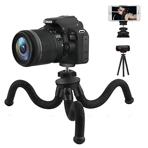 Trepied pentru cameră/telefon, trepied pentru cameră flexibilă Patekfly de 12 inchi pentru Canon/Nikon/Sony DSLR Cam/Cam de acțiune, trepied pentru telefon cu clemă de suport pentru telefon mobil pentru iPhone/telefon Android (3 în 1)