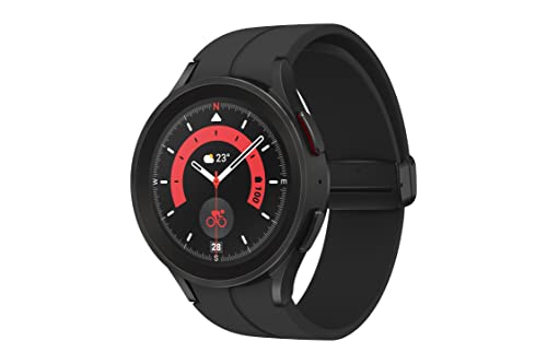 三星 Galaxy Watch Pro 5 45 毫米 LTE 智能手表带身体、健康、健身和睡眠跟踪器,改进的电池,蓝宝石水晶玻璃,GPS 路线跟踪,钛金属框架,美国版,黑色