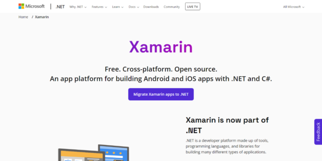 Xamarin-dotnet.microsoft.com-captura de tela