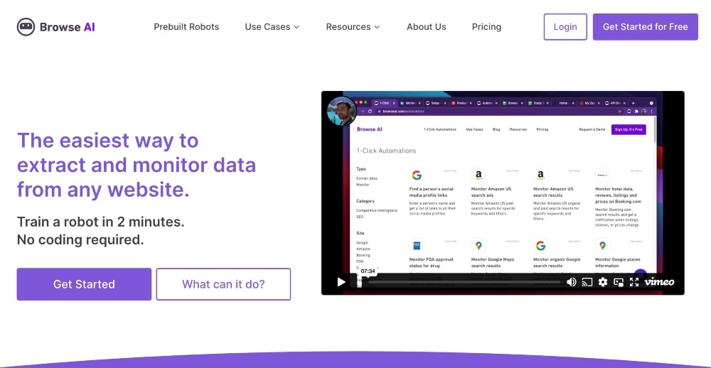 screenshot del sito web Sfoglia AI
