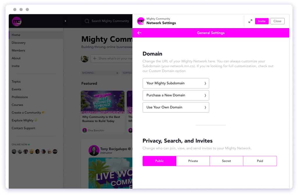 Pengaturan Domain Mighty Networks