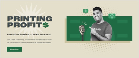 tipărirea profiturilor podcast prin printify