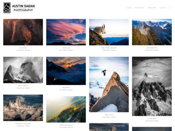 Esempio di layout della galleria pixpa