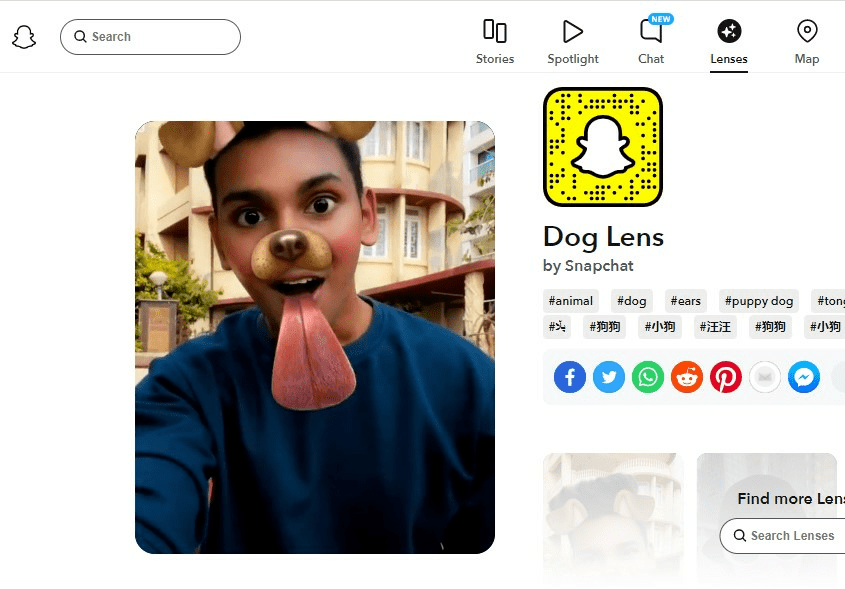 Lente per cani Snapchat
