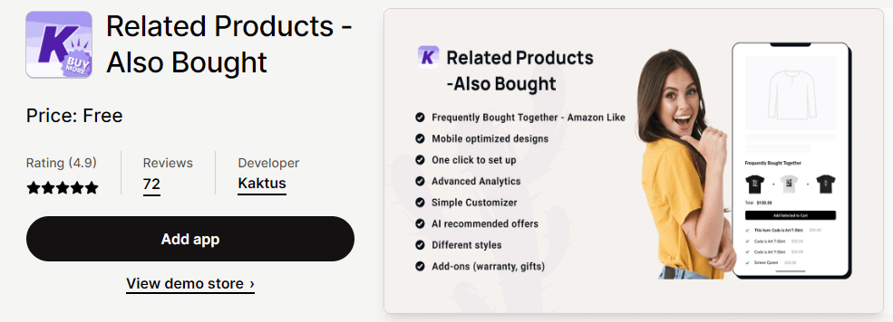 Aplicación de productos relacionados para Shopify