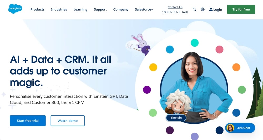 captura de pantalla del sitio web de Salesforce