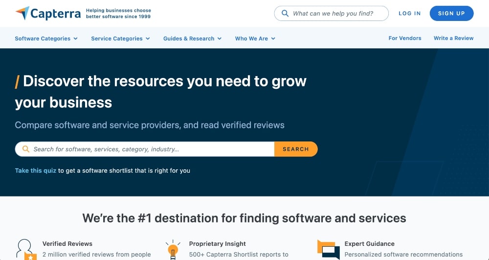 captura de pantalla del sitio web de Capterra