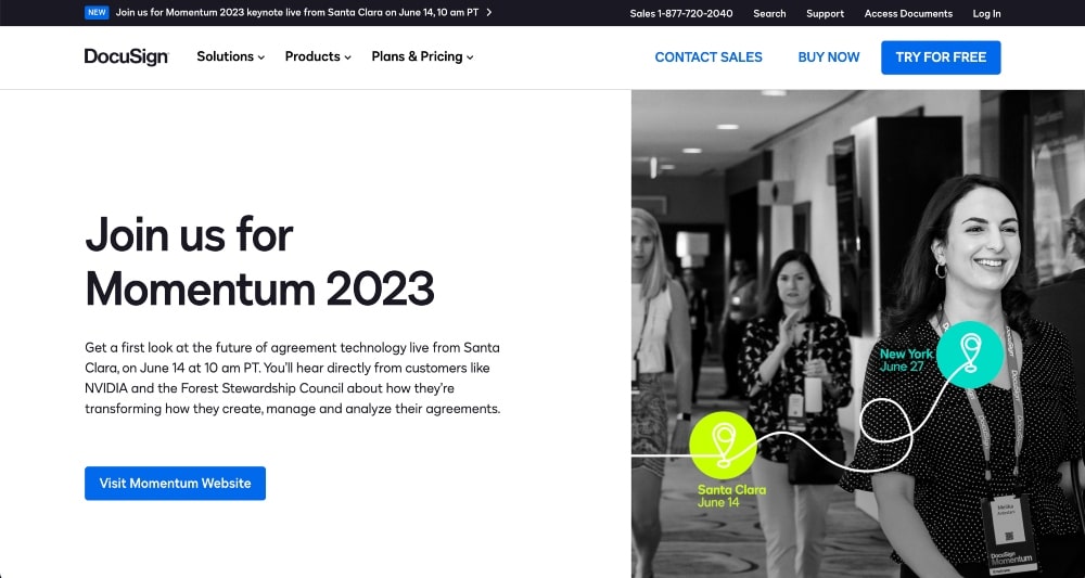 captura de pantalla del sitio web de Docusign