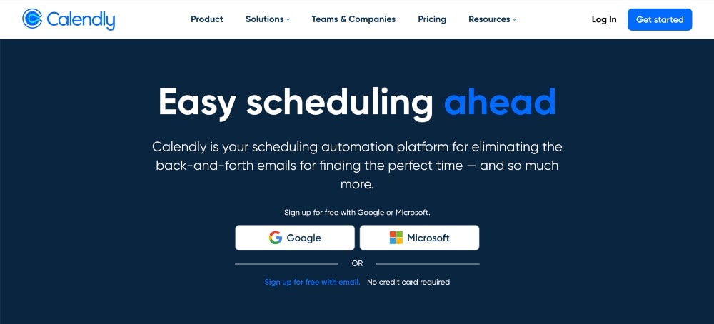 captura de pantalla del sitio web de Calendly