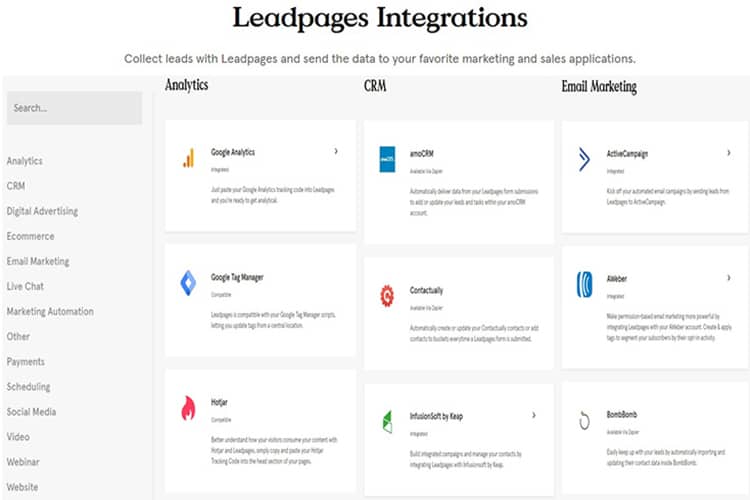 Leadpages integraciones ejemplo uno