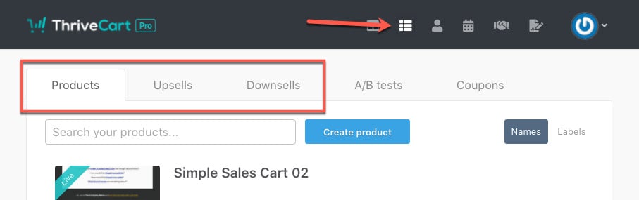 Ejemplo uno de funciones de marketing de ThriveCart
