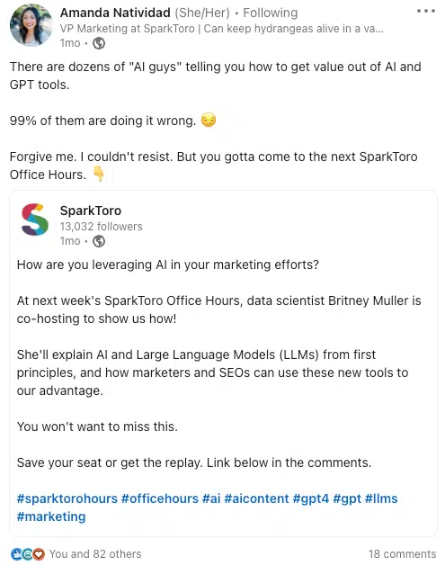 SparkToro - Difesa dei dipendenti di Amanda Natividad