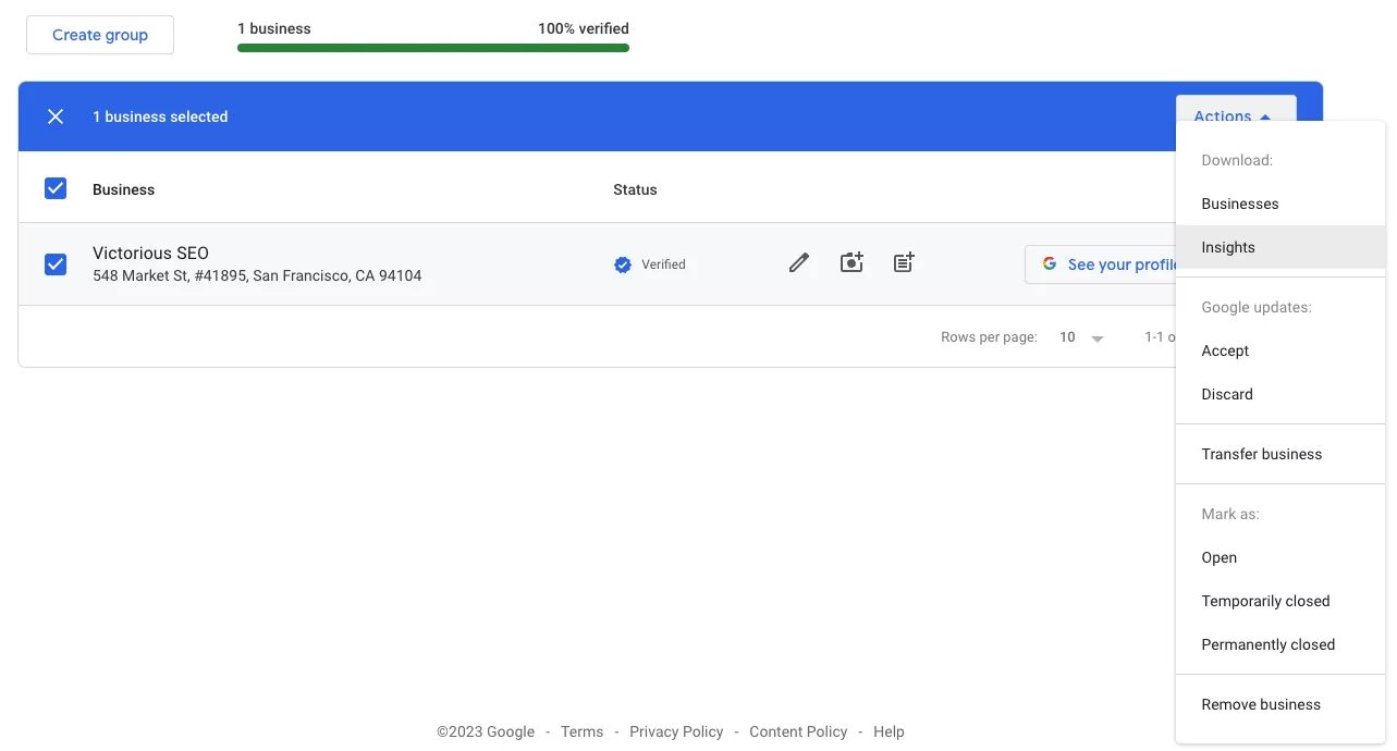 доступ к статистике gmb из Google Business