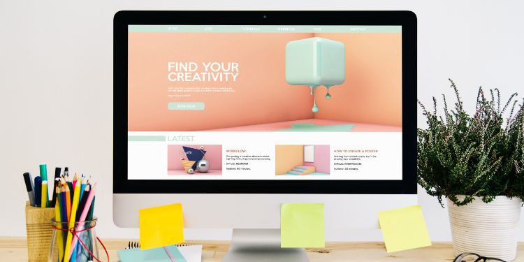 conceito de design de site em um computador