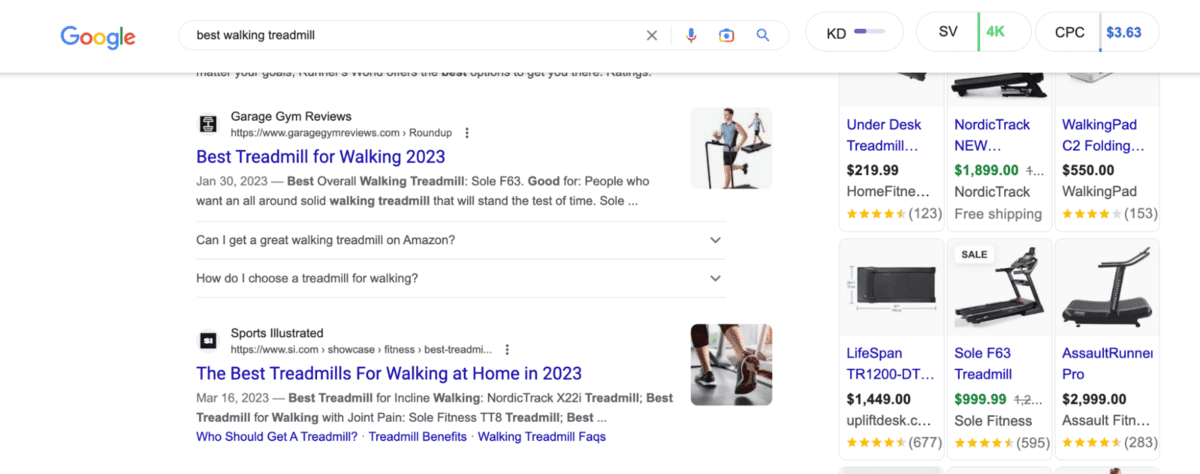 Hasil pencarian Google untuk "treadmill berjalan terbaik"