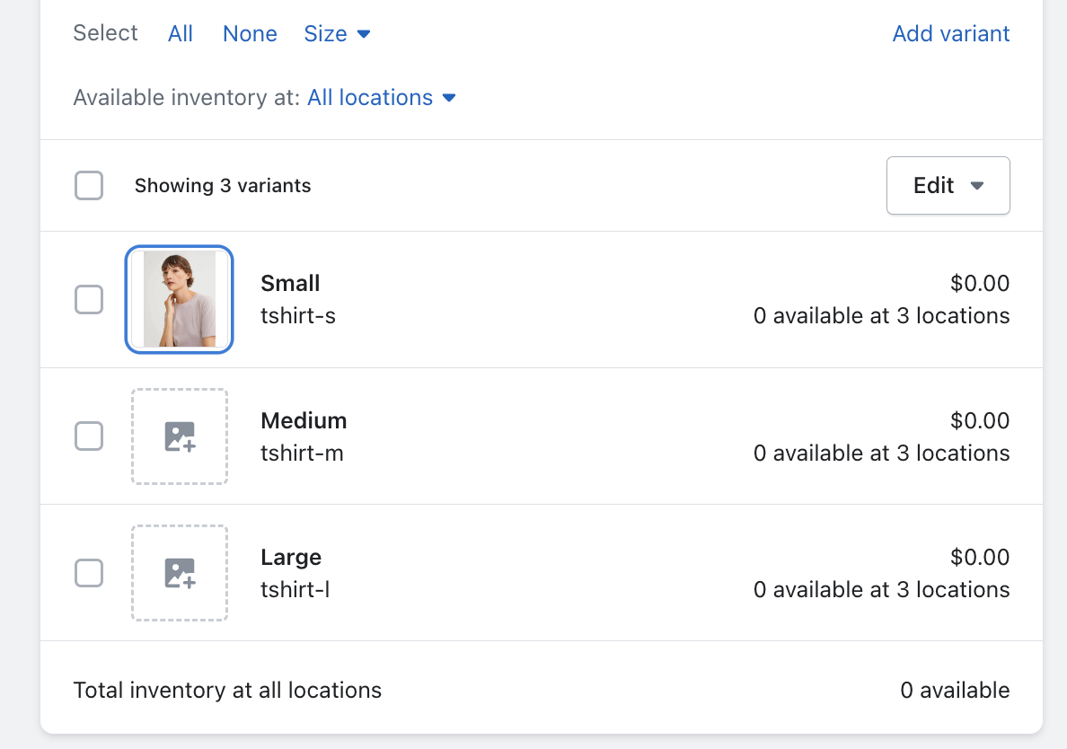 Shopify, wie man Varianten hinzufügt