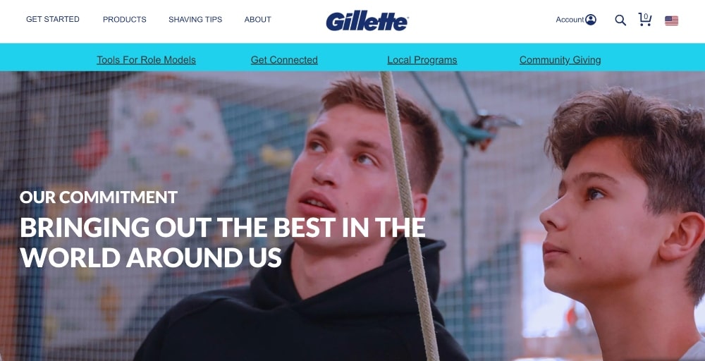 Screenshot der Gillette-Kampagne auf der Website