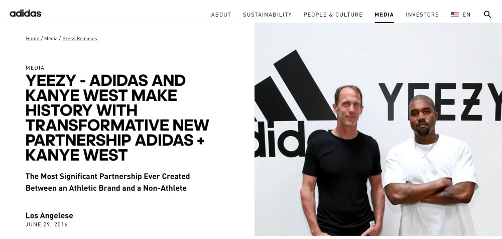 Zusammenarbeit mit Adidas Yeezy