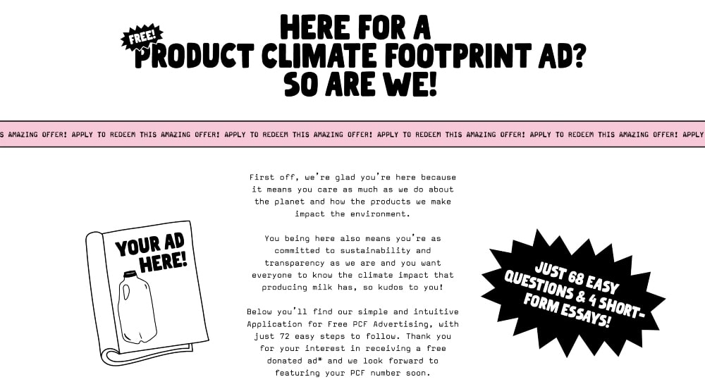 Screenshot der Website der Oatly Climate Footprint Challenge