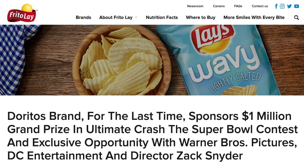 Screenshot von Doritos Crash the Super Bowl-Info