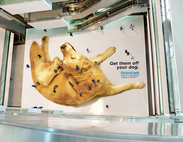 Frontline-Werbung in einem Einkaufszentrum