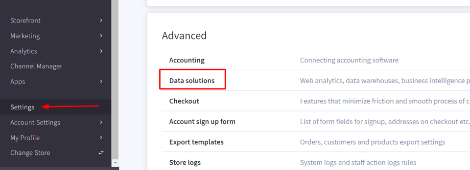 BigCommerce için ayarlar