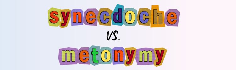 letras de colores que explican sinécdoque y metonimia